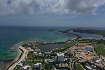 Fototapeta premium Aerial view of the enchanting beauty of Aurora Golf Course in Anguilla