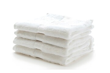 Crisp White Towels Stack on Clean Background