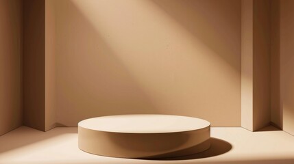 Beige Podium for Product Display in Spotlight