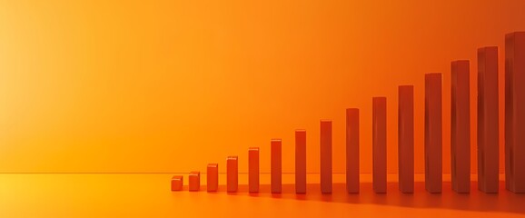 A minimalist side view of a simple bar graph in vibrant orange color, presenting data in a visually appealing manner, captured with HD resolution.