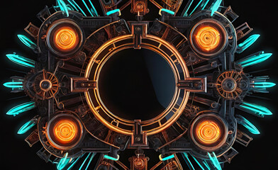 Obraz premium neon beautiful background on a dark background, frame in vintage style, giclee for interior, background for smartphone,