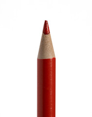 Red wooden pencil on a white background.