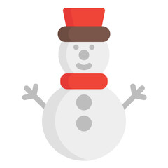 Snowman Icon in Flat Style
