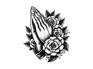 Spiritual Serenity: Praying Hands Vector Illustration for Reverent Designs and Faithful Art