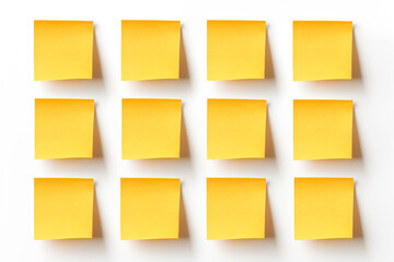Yellow sticky notes isolated on white background