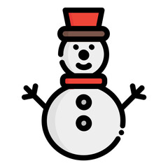 Snowman Icon in Filled Line Style
