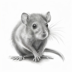 Realistic pencil sketch drawing of a beautiful rat picture