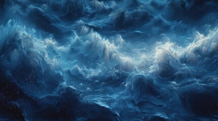 Title: Abstract Ocean Waves in Resplendent Shades of Blue