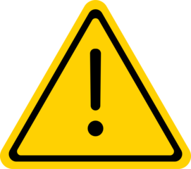 yellow warning triangle icon in png format. Warning sign with an exclamation point in a triangle. Road signs.