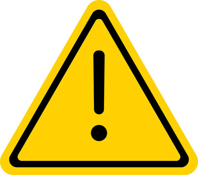 yellow warning triangle icon in png format. Warning sign with an exclamation point in a triangle. Road signs.