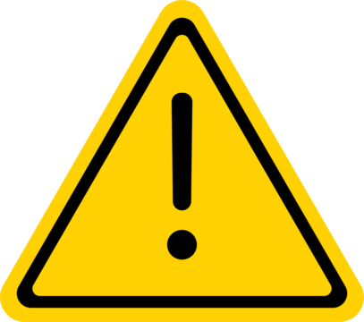 yellow warning triangle icon in png format. Warning sign with an exclamation point in a triangle. Road signs.