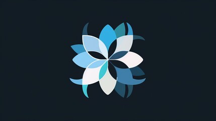 Abstract Blue Flower on Dark Background