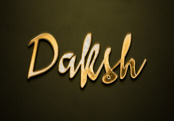 Old gold text effect of Hindi name Daksh with 3D glossy style Mockup	
