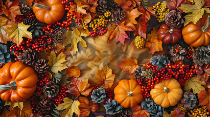 Autumn leaves and pumpkins Thanksgiving and Autumn decoration