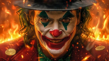 Joker in burning hat wallpaper HD.