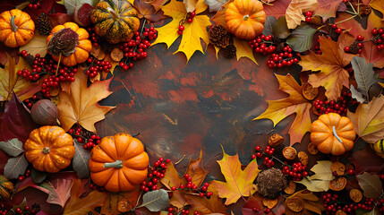 Autumn leaves and pumpkins Thanksgiving and Autumn decoration