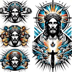 A collection of images of jesus christ lively has illustrative card design image.