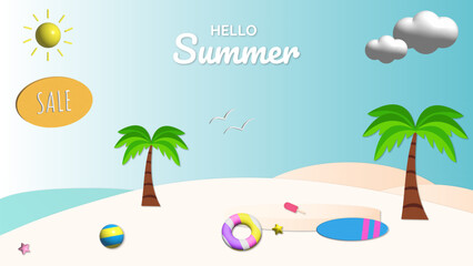Hello Summer background, summer landscape