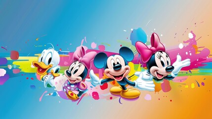 Naklejka premium Mickey Mouse and his friends Donald Duck, Minnie Mouse and Daisy Duck AIG51A.