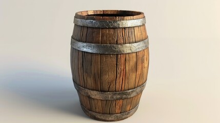 Obraz premium Solitary Relic: A Wooden Barrel Amidst Infinity