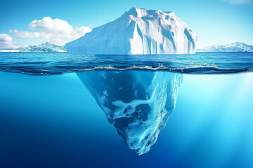 huge iceberg floating in the ocean with clear sky - Powered by Adobe