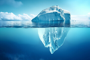 large iceberg floating on the sea with clear sky - Powered by Adobe