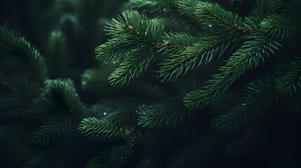 Green pine tree branches. Generative AI.