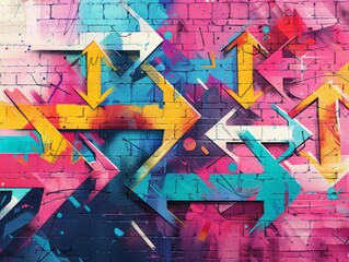 A vibrant illustration depicting the goal-oriented mindset of entrepreneurs, with arrows pointing towards success and achievement, blending with a graffiti art style.