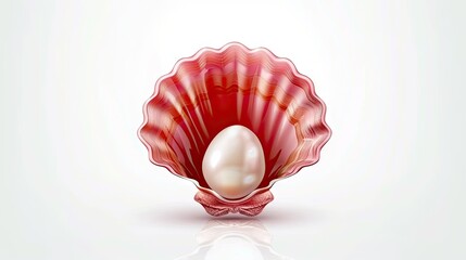 Fototapeta premium Enchanting Red Shell: Unveiling the White Pearl