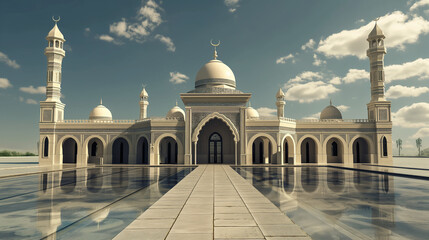 Fototapeta premium 3D rendered mosque islamic banner.