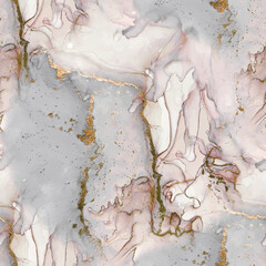 Marble Alcohol Ink. Gold Fluid Elegant Repeat.