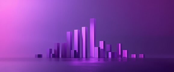 A sleek and modern side view of a simple bar graph in vivid purple color, providing a clear visualization of data points, captured with HD clarity.