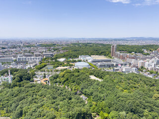 名古屋市千種区東山の上空から北側（平和公園方面）の展望（2024年5月）