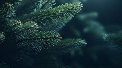 Green pine tree branches. Generative AI.