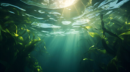 underwater scene with fishes in the aquarium