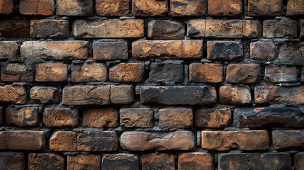 Fototapeta premium An old grunged vintage brick wall background.