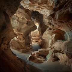 interior of caves ultra-realistic photograph
