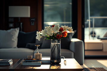 interiors of luxury yachts without people ultra-realistic photograph