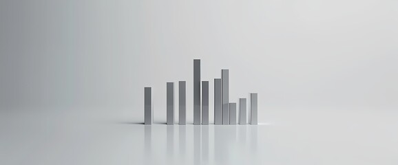 A sleek and precise bar graph illustrating a significant surge in stock values, against a clean white surface.
