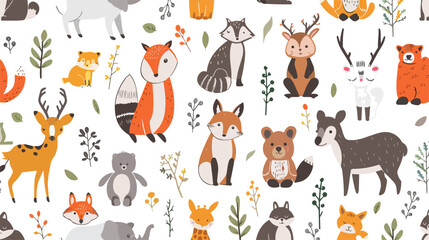 Wild animals pattern. Seamless background different c