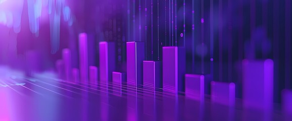 A bold and striking side view of a simple bar graph in vivid purple color, providing a clear visualization of data points, captured with HD clarity.
