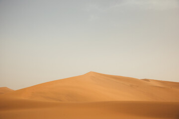 Mingsha Mountain and Crescent Lake in Dunhuang, Gansu Province - Desert scenery under clear sky
