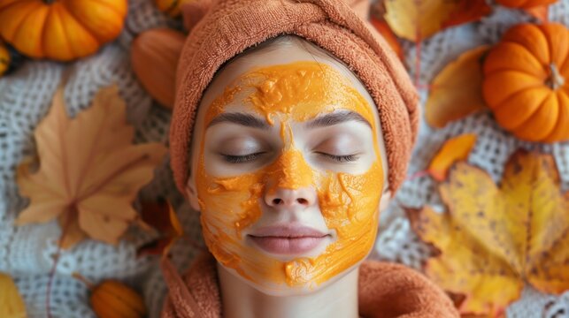 Autumn Skincare Routine with Pumpkin Enzyme Mask - Perfect for Seasonal Marketing and Promotions