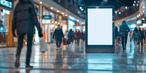 Fototapeta premium A blank white digital billboard in shopping mall,