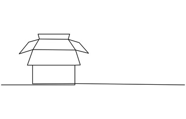 Continuous one line drawing of a cardboard box. Online shopping concept, fast delivery, carton box, shipping and packaging, Vector illustration with Open Box icon set vector. Package sign, Open Box