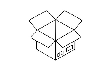 Continuous one line drawing of a cardboard box. Online shopping concept, fast delivery, carton box, shipping and packaging, Vector illustration with Open Box icon set vector. Package sign, Open Box