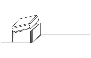 Continuous one line drawing of a cardboard box. Online shopping concept, fast delivery, carton box, shipping and packaging, Vector illustration with Open Box icon set vector. Package sign, Open Box