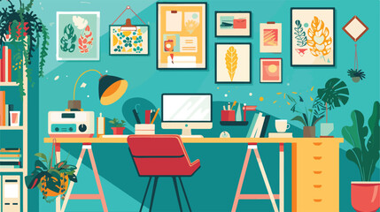 Workplace in flat style. illustration of modern creat