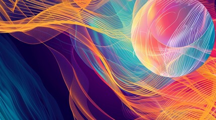 Dynamic Abstract Background with Flowing Lines and Vibrant Colors Inspired by Beach Volleyball...