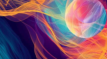 Dynamic Abstract Background with Flowing Lines and Vibrant Colors Inspired by Beach Volleyball Energy
